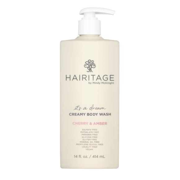 Hairitage Its A Dream Cherry & Amber Gel Douche Crémeux Parfumé pour Femmes, Hommes & Enfants - Extrait de Fruit Aa pour Tous Types de Peau - Huiles Essentielles de Bois Vétiver & Gaiac - Élimine les Impuretés de la Peau, 14 fl oz.