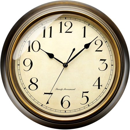 Classic Iron Metal Wall Clock Silent Non Ticking Arabic Numerals Battery Operated Decor for Home Kitchen Bedroom