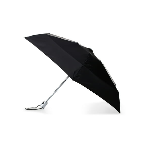 Totes Recycled Canopy One-Touch Auto Open Ultra Compact Mini Travel Rain Umbrella with Carrying Case Black