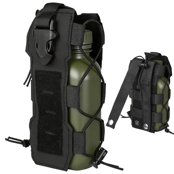 Outdoor Water Bottle & Radio Pouch, Nylon Holder with Buckle for Backpack Hiking