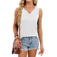 thumbnail image 6 of enyan Summer Tops for Women Womens Spaghetti Strap V-Neck Ribbed Tank Tops for Women 2026 Slim Fitted Soft Camisole Basic Layering Shirts,White,XXL, 6 of 7