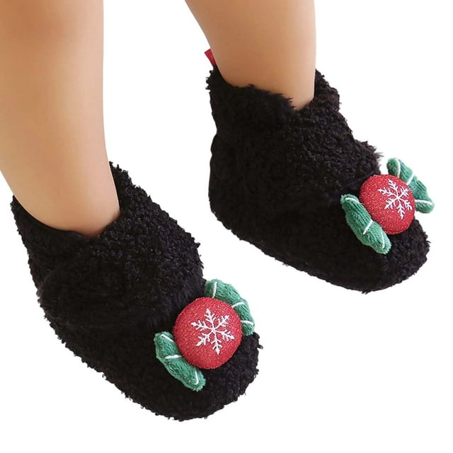 Cartoon Shoes for Babies Warm Soft Sole First Booties Winter Boots,Color:Black,5