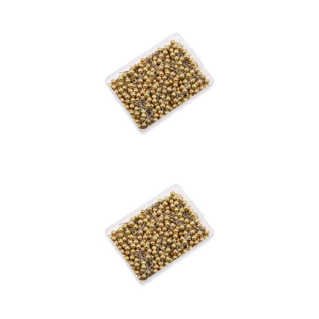 tamizeot Cork Fixing Pin Sturdy And Reliable Pins For Securing Cork Boards And Long Thumbnails Are Firmly Fixed Ball Map Pin Gold color 6*17m-200pieces/box 2Set