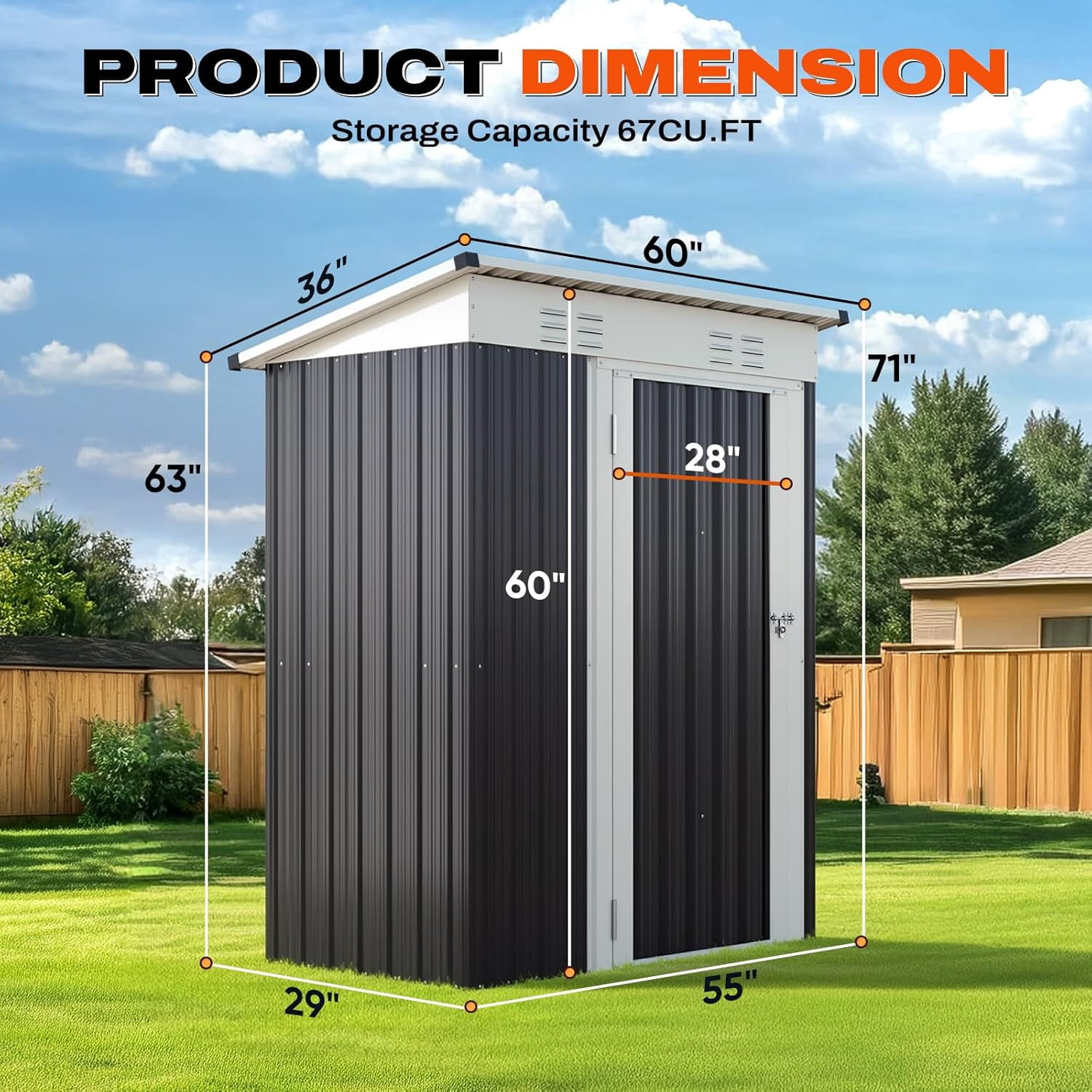 Quictent 5x3 FT Metal Garden Tool Shed, Compact Storage Shed with 2-Way Sloping Roof & Lockable Door, Garden Shelter with Waterproof Galvanized Steel for Backyard & Patio Organization