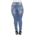 thumbnail image 4 of White Mark Women's Plus Size Paint Effect Light Blue Denim, 4 of 5