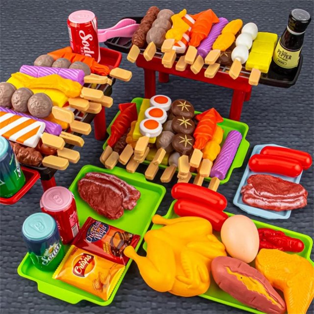 Simulation Food Kitchen Toy Kids Toy Simulation Barbecue Cookware Cooking Food Role Play Interactive Toys For Children Girl heqiyong LED