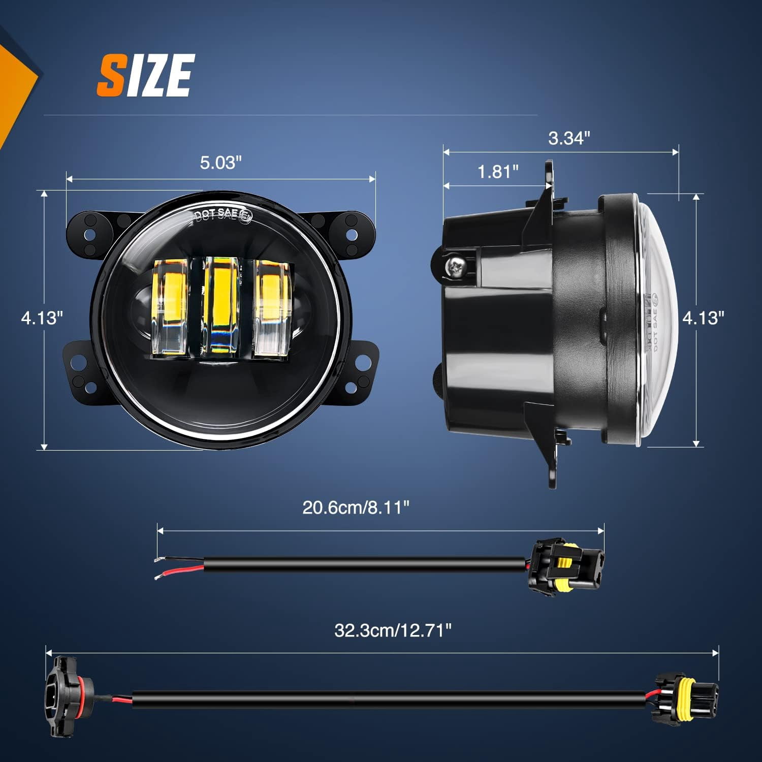 Nilight 4inch Led Fog Light Assembly Compatible with 2007 2008 2009 2010 2011 2012 2013 2014 2015 2016 2017 2018 Jeep Wrangler JK Unlimited JKU w/Conversion Cable Clear Fog Lamps