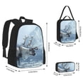 thumbnail image 2 of Disketp Winter Reindeer In Snowy Mountains Large Capacity Backpack Lunch Bag Pencil Case Combination 3 Piece Set for Student, 2 of 7