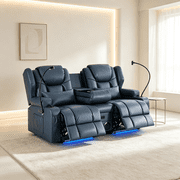 ROOMARK Electric Loveseat Recliner Double Recliner RV Sofa & Console, Wall Hugger Loveseat Reclining RV, RV Theater Seats, RV Couch, RV Home Theater Seating Furniture