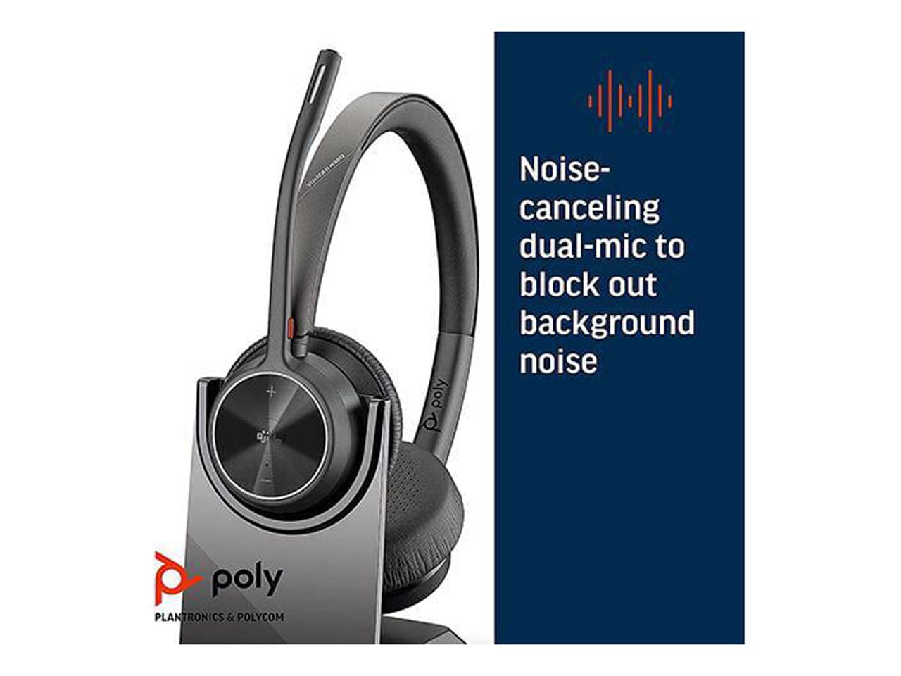 - - + (Plantronics) Adapter, Cell - Bluetooth-Works Voyager Poly Bluetooth via Wireless UC Zoom&More Headphones USB-A w/Mic Connect Charge Stand Headset (Certified), w/Teams PC/Mac Phone 4320 via to