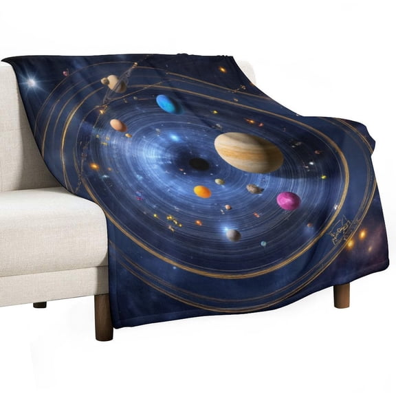 Cosmic Solar System Art Blanket Soft Throw Warm Lightweight Plush Blanket for Couch Bed Sofa