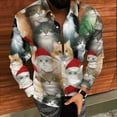 thumbnail image 4 of Men's Ugly Christmas Hawaiian Shirt Long Sleeve Button Down with Santa Claus Print Casual Holiday Party Blouse Festive Funny Xmas Top, 4 of 8