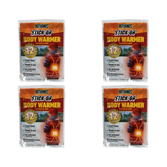 HotHands Supersize Body Warmer with Adhesive Up to 12 Hours of Heat Pack of 4