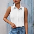 thumbnail image 7 of vigerkar Womens Sleeveless Button Down Shirt Collared Cotton Linen Blouse Casual Office Shirts Basic Tank Top (White, S), 7 of 7