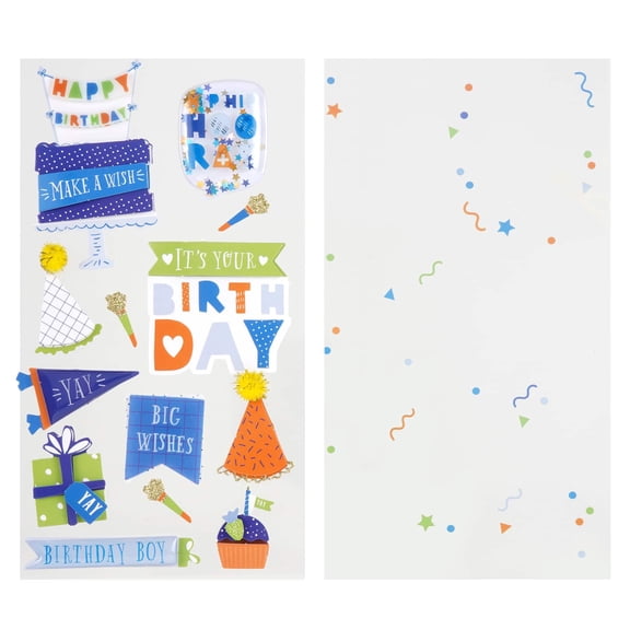 Recollections Blue Birthday Boy Stickers, 12 Pack