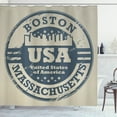 thumbnail image 1 of Ambesonne Boston Shower Curtain, Passport Stamp Design, 69"Wx70"L, Cadet Blue and Dimgrey, 1 of 3