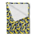 thumbnail image 2 of Colorful Soft Flannel Fleece Throw Blanket, Repetitive Banana Pop Art Pattern with Retro Background, Cozy Plush for Indoor and Outdoor Use, 50" x 70", Yellow Dark Blue Grey, by Ambesonne, 2 of 5