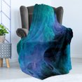 thumbnail image 4 of Fractal Soft Flannel Fleece Throw Blanket, Surreal Hazy Color Tone Effects Featured Blurred Dark Fantasy Cyberspace Plasma Theme, Cozy Plush for Indoor and Outdoor Use, 60" x 80", Blue, by Ambesonne, 4 of 5