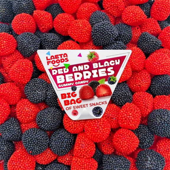 Valentine's Day Red and Black Berries Gummy Candy, Soft & Sweet Snacks (2 Pound Bag)