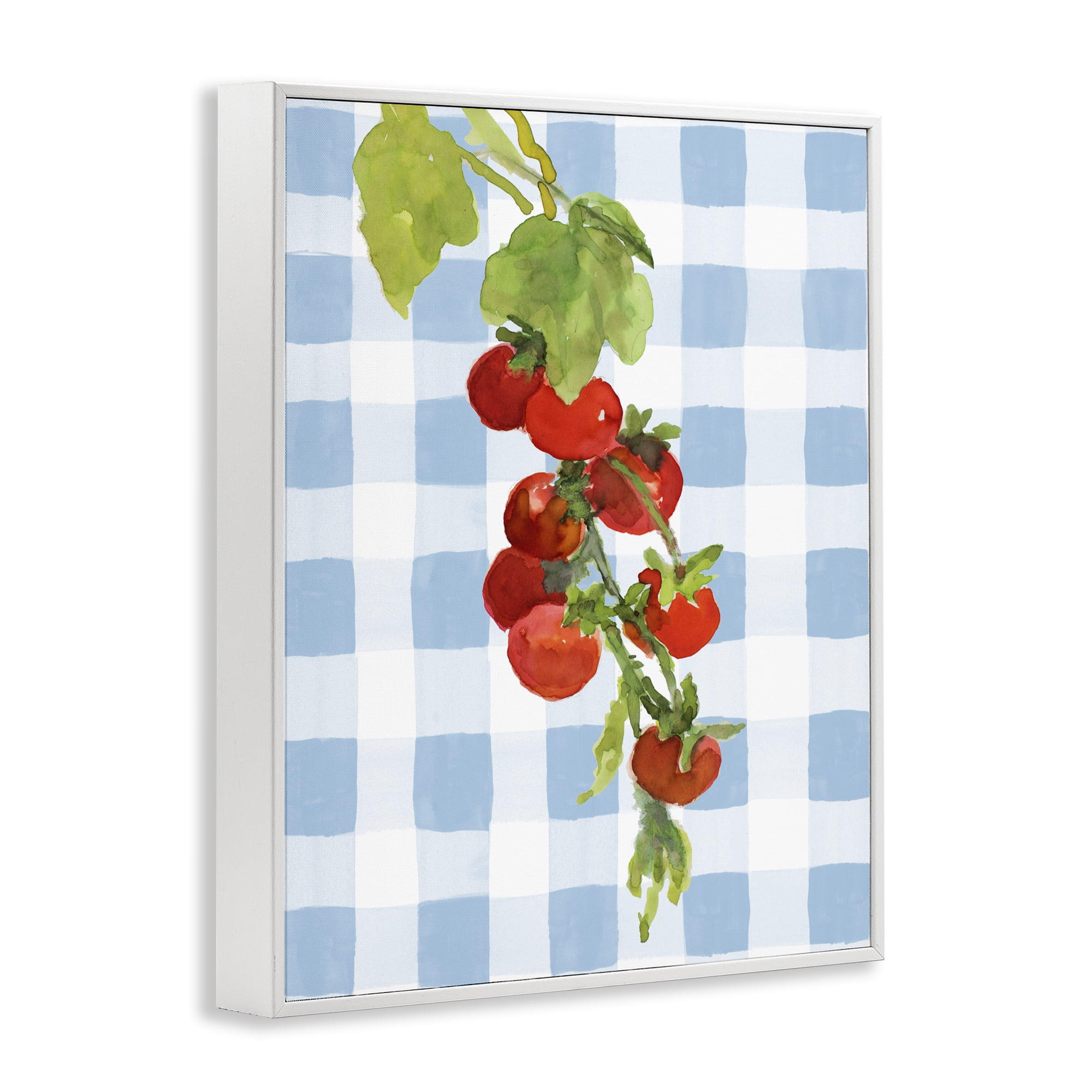 Stupell Industries Vine Ripe Tomatoes on Plaid White Framed Giclee Art, design by Lanie Loreth