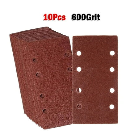 

GLFILL 10Pcs 93X185Mm Square Sandpaper 8-Hole Hook Loop Flocking Abrasive Polishing