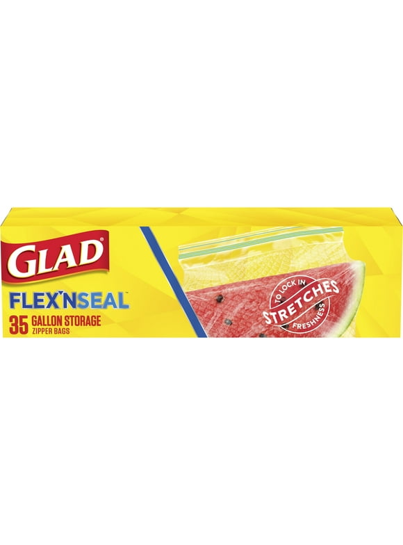 Glad FLEXN SEAL Zipper Food Storage Gallon Bags, 35 Count