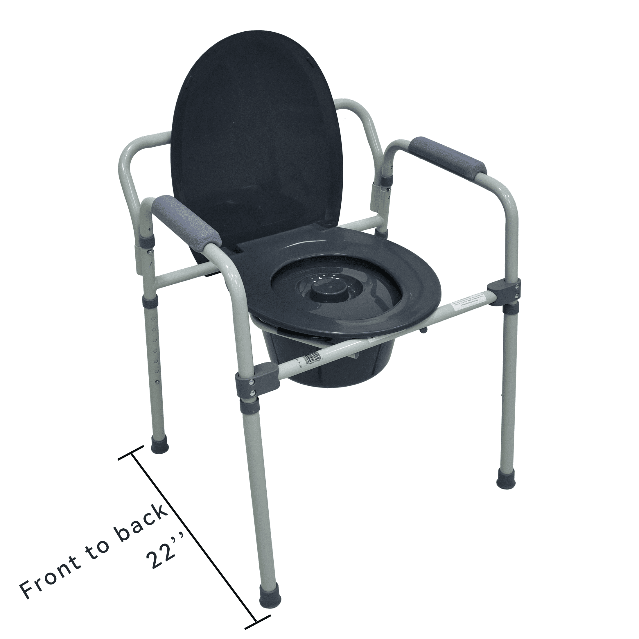 Equate Steel Foldable 3-in-1 Bedside Commode Toilet, Gray – 400 lb Weight Capacity