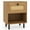 Oak, variant on Demi Bonn Boho Rattan Nightstand, Drawer & Open Shelf, Metal Legs & Oak Wood Grain, Brown