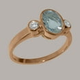 thumbnail image 2 of LBG British Made 18k Rose Gold ring with Natural Aquamarine & Cubic Zirconia Womens Anniversary Ring - 33 size options - Size 11.25, 2 of 6