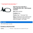 thumbnail image 2 of Right Passenger Side Mirror - Compatible with 1998 - 2002 Chrysler Concorde 1999 2000 2001, 2 of 2