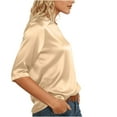 thumbnail image 5 of hotojiny Satin Blouses for Women Dressy Casual 3/4 Length Sleeve Tops Crew Neck Work Office Outfits Clothes Silk Shirt for Business, 5 of 7