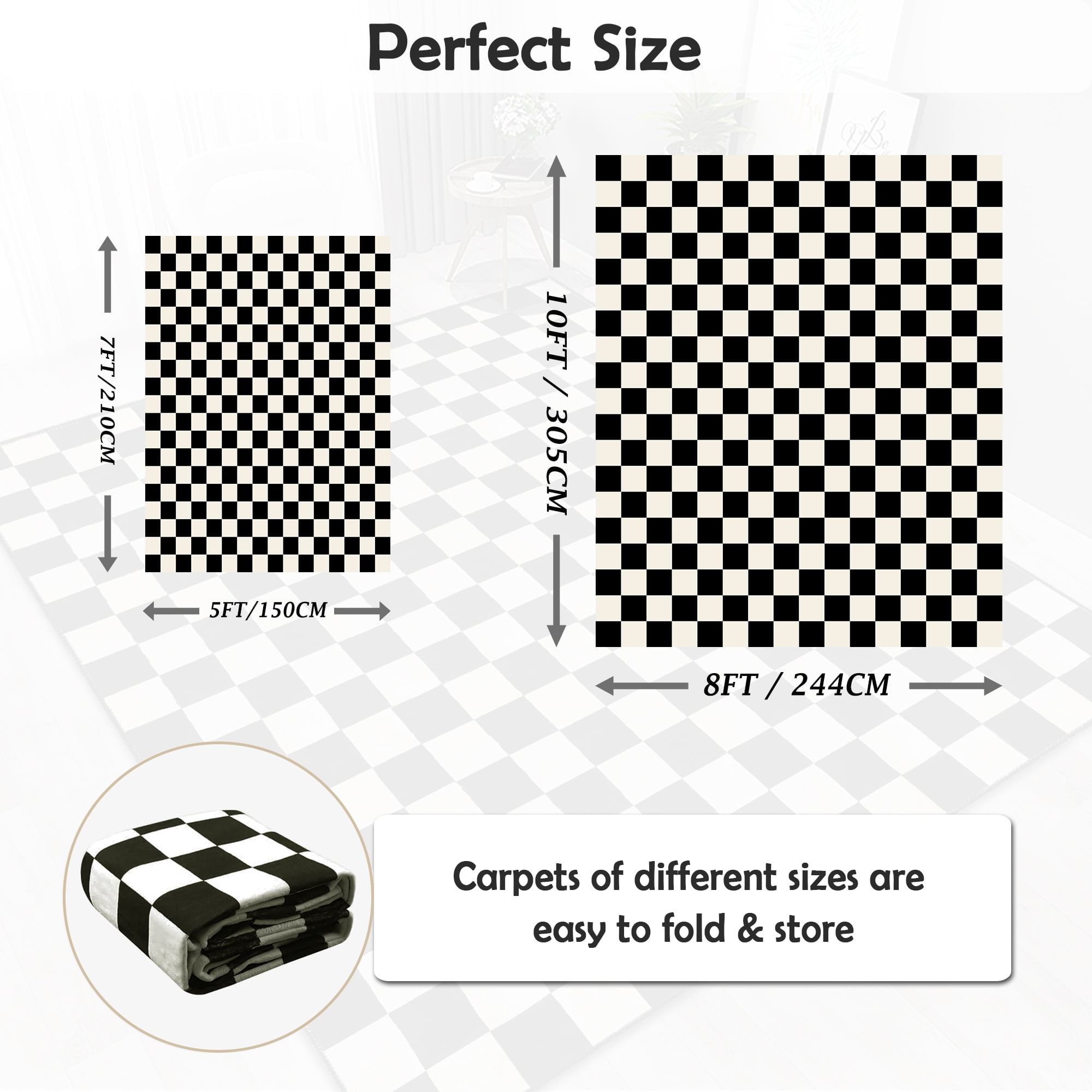 Artnice 5x7 Checkered Rug, Black and White Rugs for Living Room, Washable Area Rugs Non Slip Soft Carpets Floor Mats for Home Decor