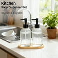 thumbnail image 2 of 2-Piece Clear Glass Soap Dispenser Set with Tray | Kitchen Dish Soap Dispenser, Bathroom Hand Soap Dispenser, Manual Pump Liquid Dispenser, Transparent, 2 of 9