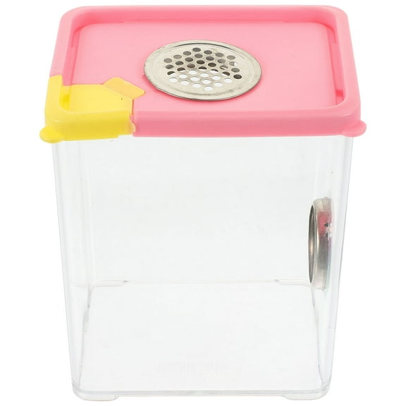 GAXIRE 1 Set Pink Faunarium for Jumping Spider Safe Home and Reptile Breeding Tank 4.32X3.14X5.11in