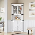 thumbnail image 2 of Ataucjin Farmhouse Corner Cabinet, Tall Corner Storage Cabinet with Barn Door & Adjustable Shelves, Bathroom Cabinet with Storage for Living Room, Kitchen, Bathroom, 2 of 6