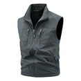 thumbnail image 2 of BiZtdJrK Men Lightweight Cargo Vest Stand Collar Full Zip Sleeveless Solid Work Jacket Big and Tall Photography Travel Vests Outdoor Waistcoat with Zipper Pockets Dark Gray M, 2 of 7