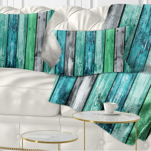 Designart Painted Wooden Planks - Abstract Throw Pillow - 12x20