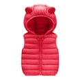 thumbnail image 4 of PEZHADA Girls Warm Vest Winter Boys Thicken Waistcoat Kids Outerwear Vest Cotton Jackets Red, 4 of 9