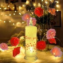 Matoen Flameless Flickering Valentine's Day Candles, LED Battery Operated Fake Pillar Love Decals Candles for Mother's Day, Thanksgiving Day, Anniversary