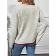 thumbnail image 6 of Women'S Button Down Knit Cardigan Sweaters Crew-Neck Long-Sleeve Casual Jumper Outwears Light Gray S, 6 of 8