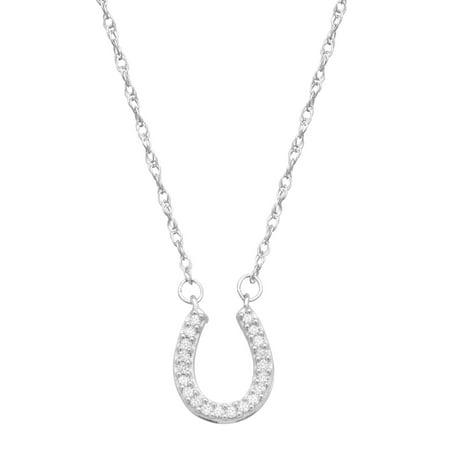 1/10 ct Diamond Horseshoe Necklace in 10kt White Gold