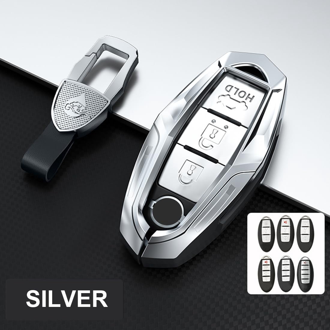 Key Cover Case, Zinc Alloy Smart Remote Key Fob Case Holder Shell Accessories Compatible for Nissan Altima Maxima Rogue Armada Pathfinder Infiniti