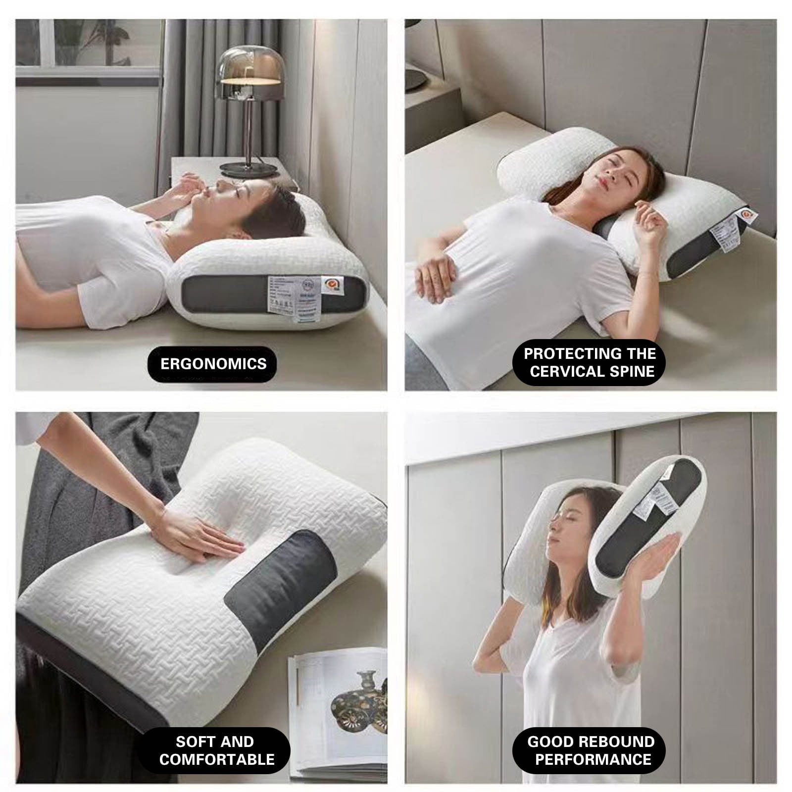 Tri-Core Cervical Support Pillow for Neck, Shoulder, and Back Pain Relief; Ergonomic Orthopedic Contour - for Back and Side Sleepers,Helps Sleep- Gentle