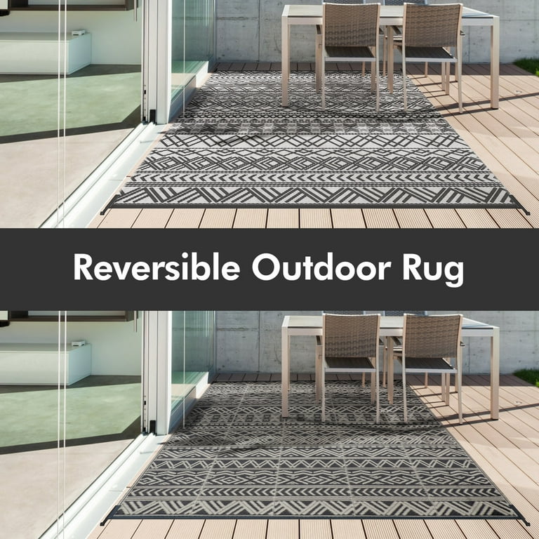 Outdoor Rug Mat 6 x 9 FT, Flatweave Textured Boho Outdoor Patio Rug Non  Slip Indoor Outdoor Area Rug with Rubber Particles Backing Outdoor  Decorations