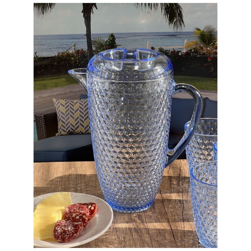Acrylic Diamond Cut Pitcher - Blue 2.5 qt