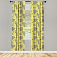 thumbnail image 2 of Ambesonne Fashion Curtains, Botanic Motifs Abstract Art, Pair of 28"x84", Mustard and Pale Slate Blue, 2 of 3
