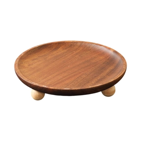 AOOOWER Solid Wood High Foot Decorative Tray Multipurpose Organizers Rural Wooden Serving Tray for Home and Office Essential