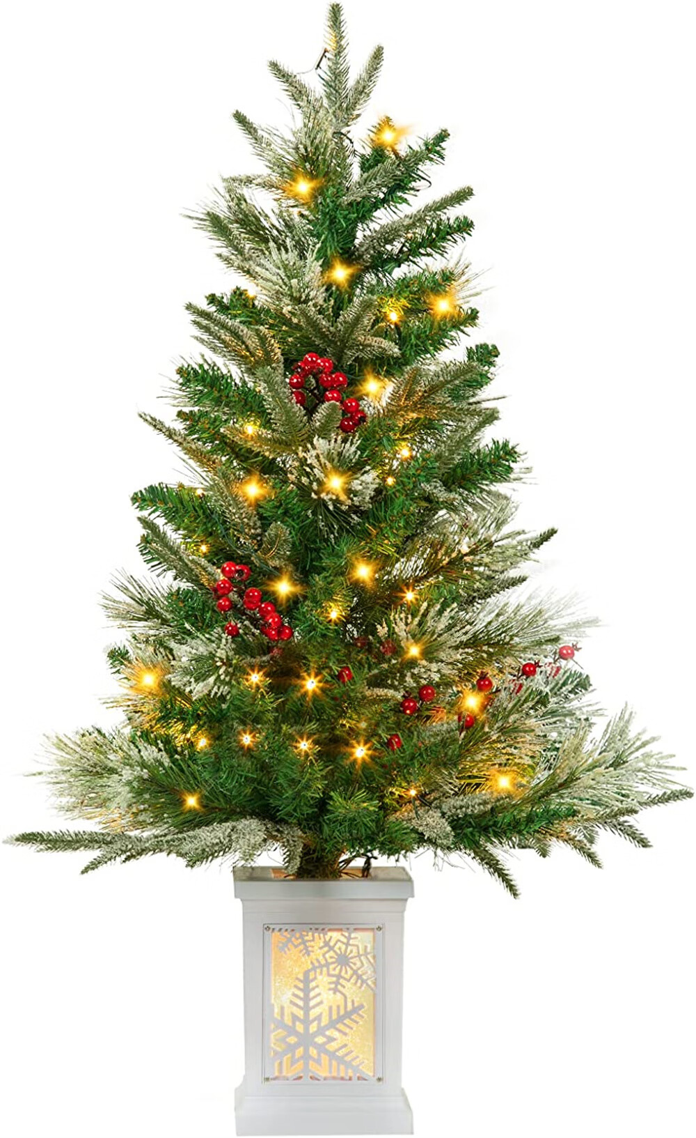 3 Ft Mini Prelit Christmas Tree, Xmas Pine Tree with Warm White LED Lights, Base Walmart.com