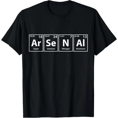 Arsenal Periodic Table Elements Fun Science Soccer Team Sports Unisex T-Shirt S-5XL