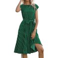 thumbnail image 2 of SMihono Robe d'Été Grande Taille pour Femmes 2023 Mode Imprimé à Pois Manches Courtes Col Rond Robe Décontractée, 2 of 4